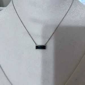 Silpada Vintage Classic Silver Bar Necklace with onyx black Stone
